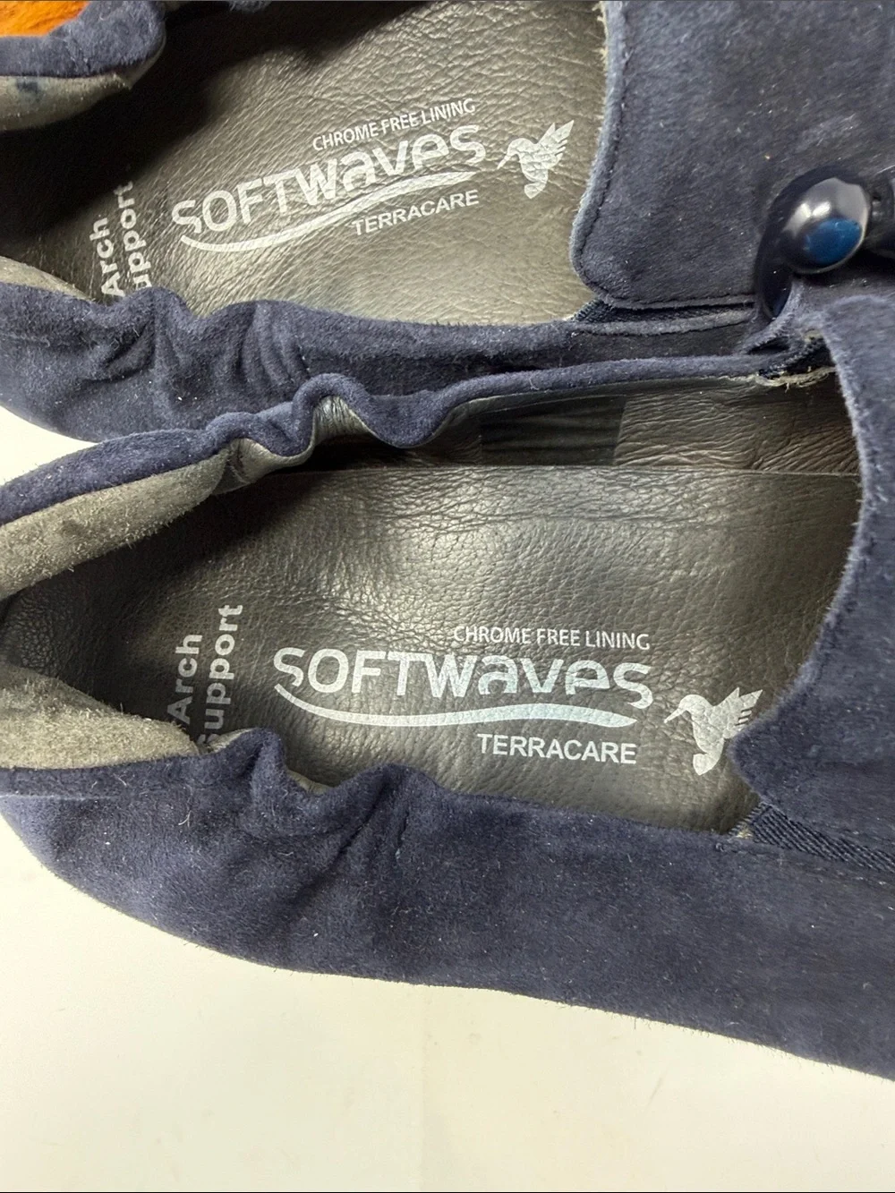 Softwaves Navy Suede Horsebit Loafers Size 8.5 Excellent Condition